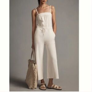 Daily Practice Anthropologie Wide Leg Jumpsuit White Ivory